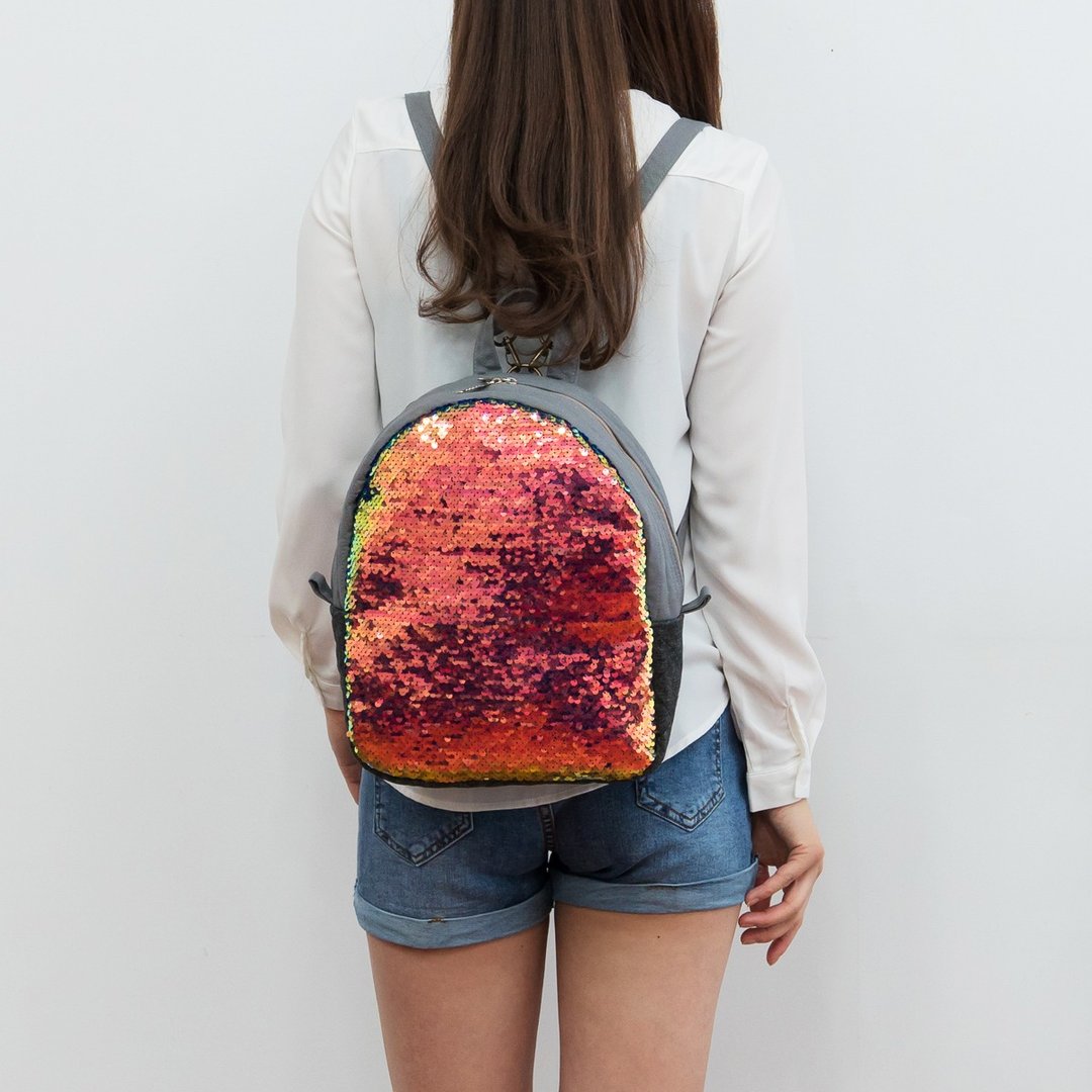 Sequins pink Backpack Messenger Bags  - 后背包/双肩包 - 棉 