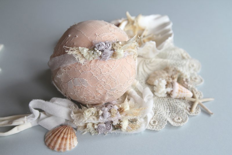 婴儿头带 宝宝头带 婴儿头饰 头饰 弥月礼物 弥月头饰 百日宴头饰 - 婴儿帽/发带 - 棉．麻 白色