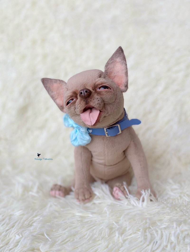 吉娃娃小狗现实玩具 - 玩偶/公仔 - 聚酯纤维 白色