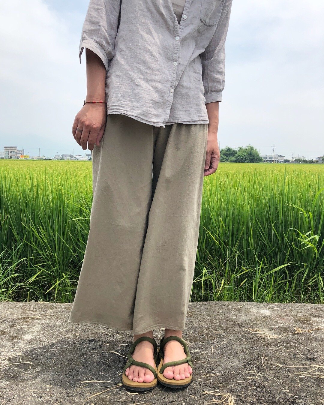 软水洗棉阔腿裤 多色 - 女装长裤 - 棉 卡其色