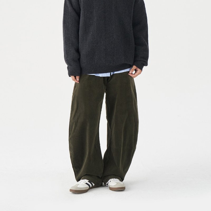 TopBasics 灯芯绒弯刀裤 - 男士长裤 - 棉．麻 绿色