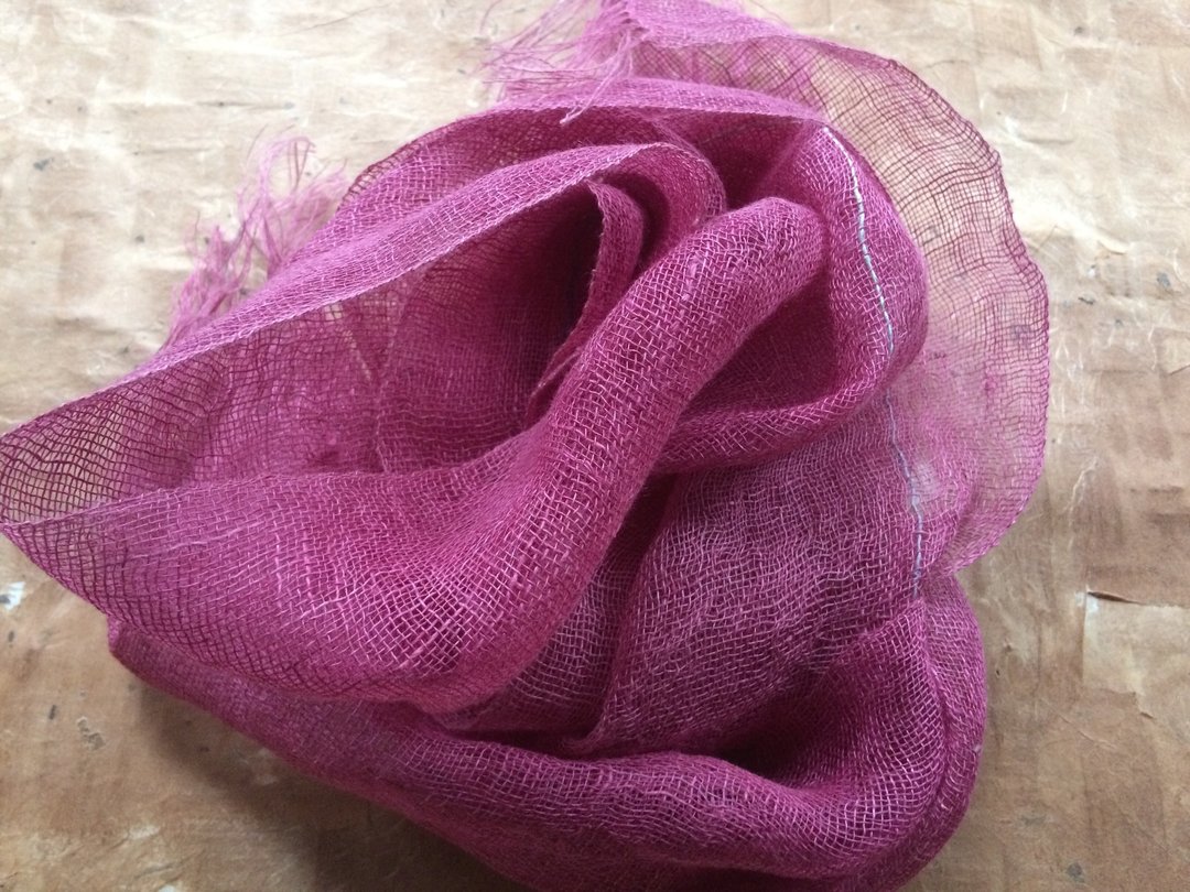 Hand-woven hemp stole K - 丝巾 - 棉 粉红色