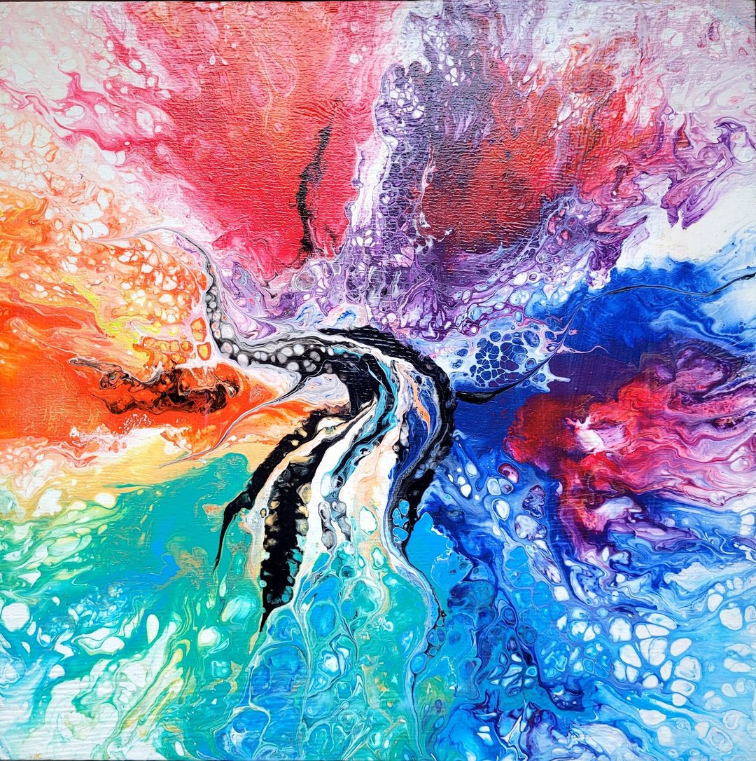 Rainbow Dragon . Abstract Fluid art painting Christmas Gift Wrapping - 墙贴/壁贴 - 其他材质 多色