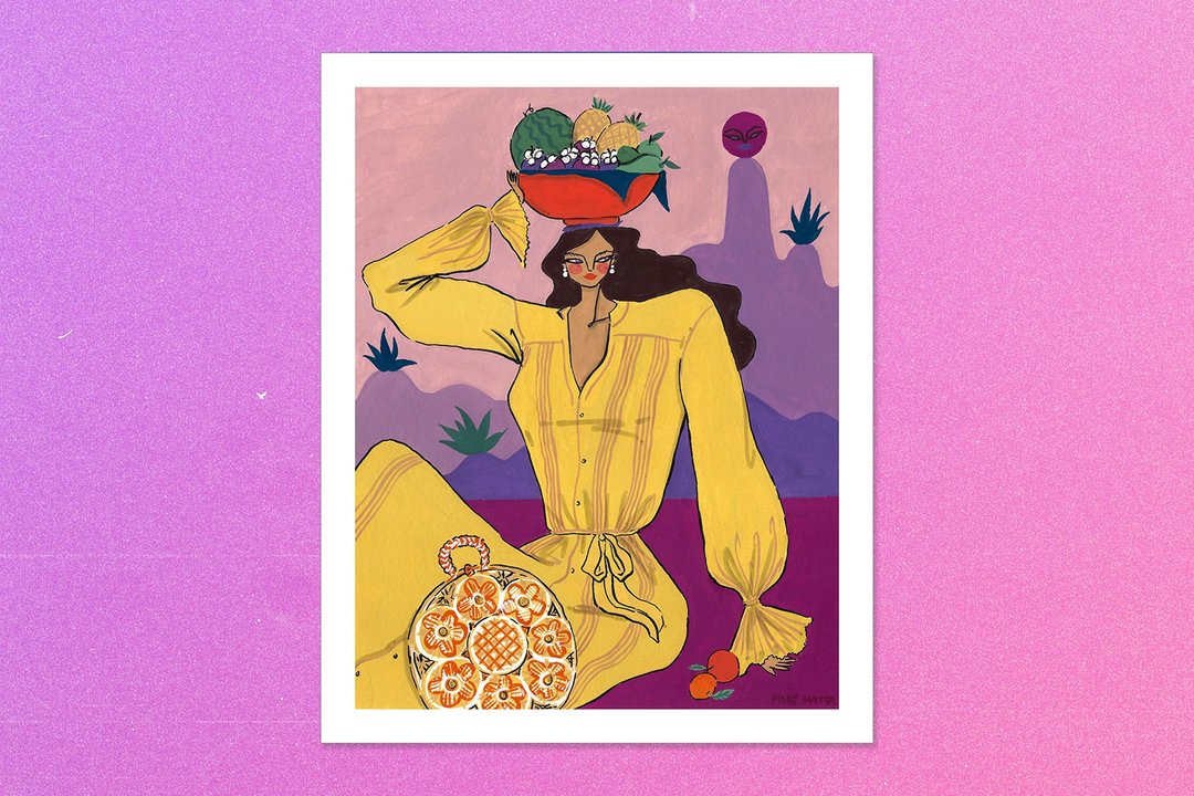 Queen of Tropical Fruits Art Print Poster of an original gouache painting - 海报/装饰画/版画 - 纸 
