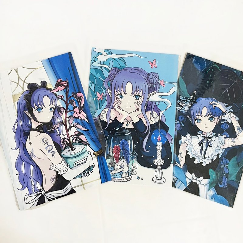 刺青魔女-雨林植物-全3款插画明信片 - 卡片/明信片 - 纸 多色