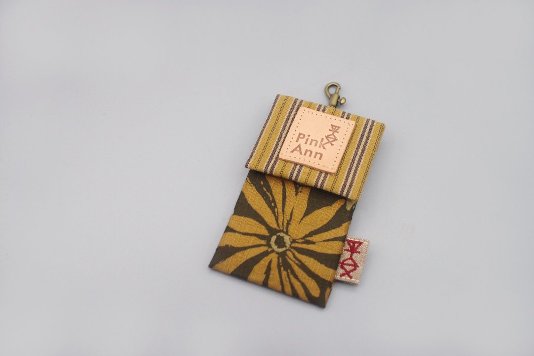 平安经典卡包-,橘色向阳花(墨绿底),悠游卡包直接过卡 - 证件套/卡套 - 棉 橘色