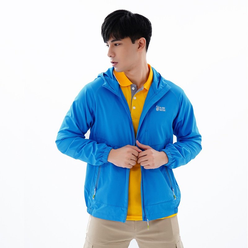 中性款防风防泼水抗UV反光连帽外套GJ10019宝蓝 - 男装外套 - 聚酯纤维 蓝色