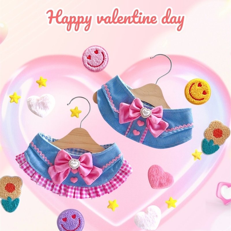 手工围巾，蓝色情人节模型 - 项圈/牵绳 - 棉．麻 蓝色