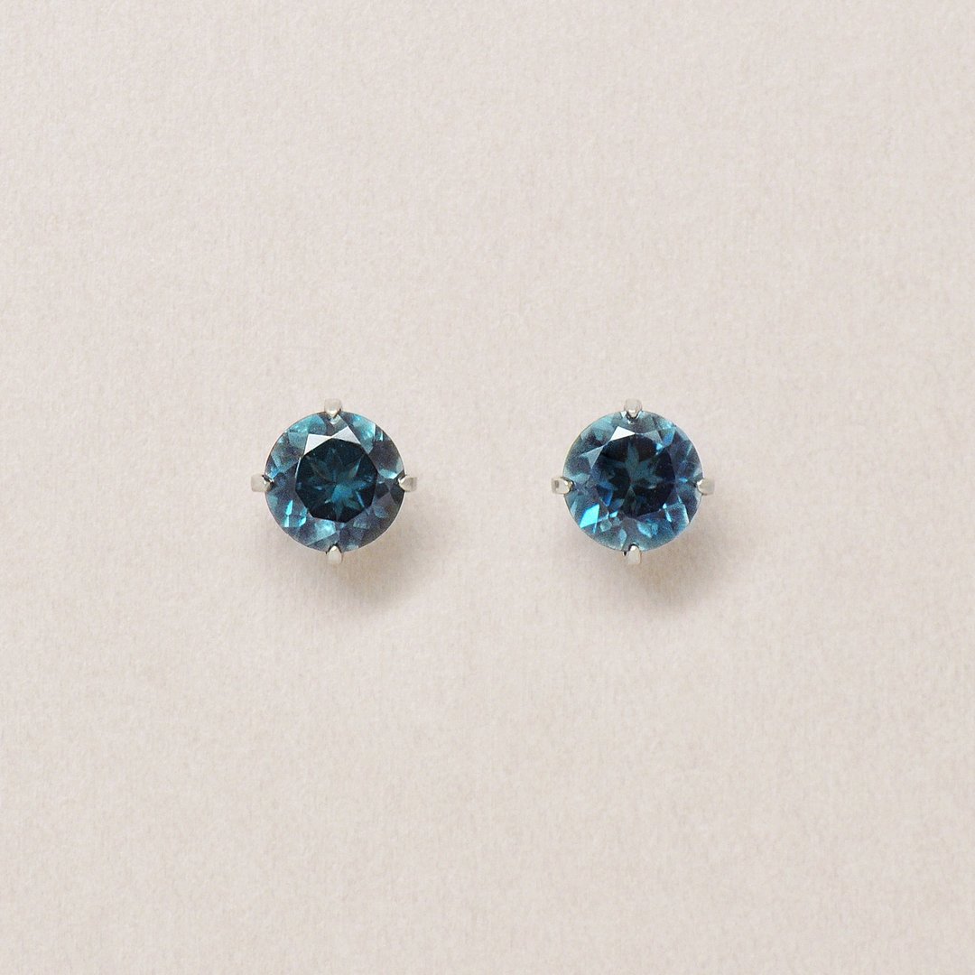 【Second Earrings】 铂金伦敦蓝托帕石耳环 - 耳环/耳夹 - 贵金属 