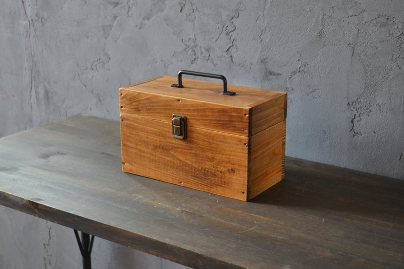 0310mito 日本产桧木行李箱木盒 M 尺寸 复古黑圆形 - 收纳用品 - 木头 咖啡色