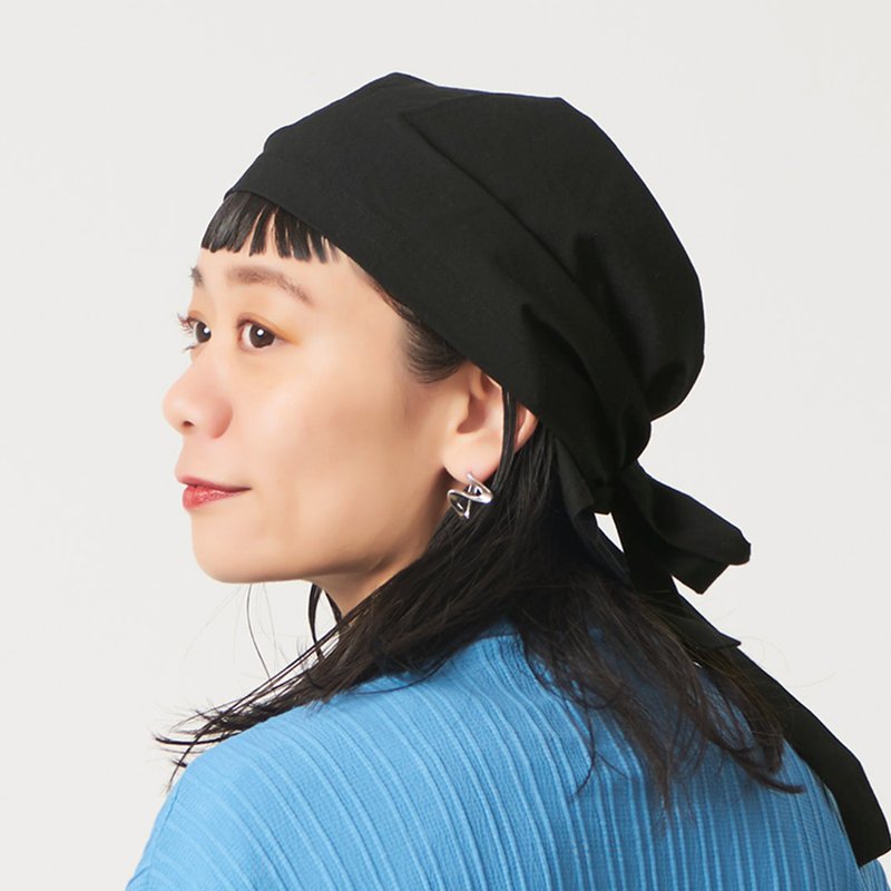 男女适用 100% 纯棉近江晒漂白三角形头巾，日本制造 - 发饰 - 棉．麻 黑色