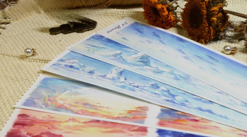 24时 朝から夜までの空模様 水彩画 和紙膠帶 10米卷 巨畫幅造景 - 纸胶带 - 其他材质 多色