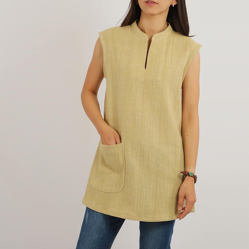 天然染色棉麻 झाली，黄色 / 毛拉威 - 女装上衣 - 棉．麻 黄色