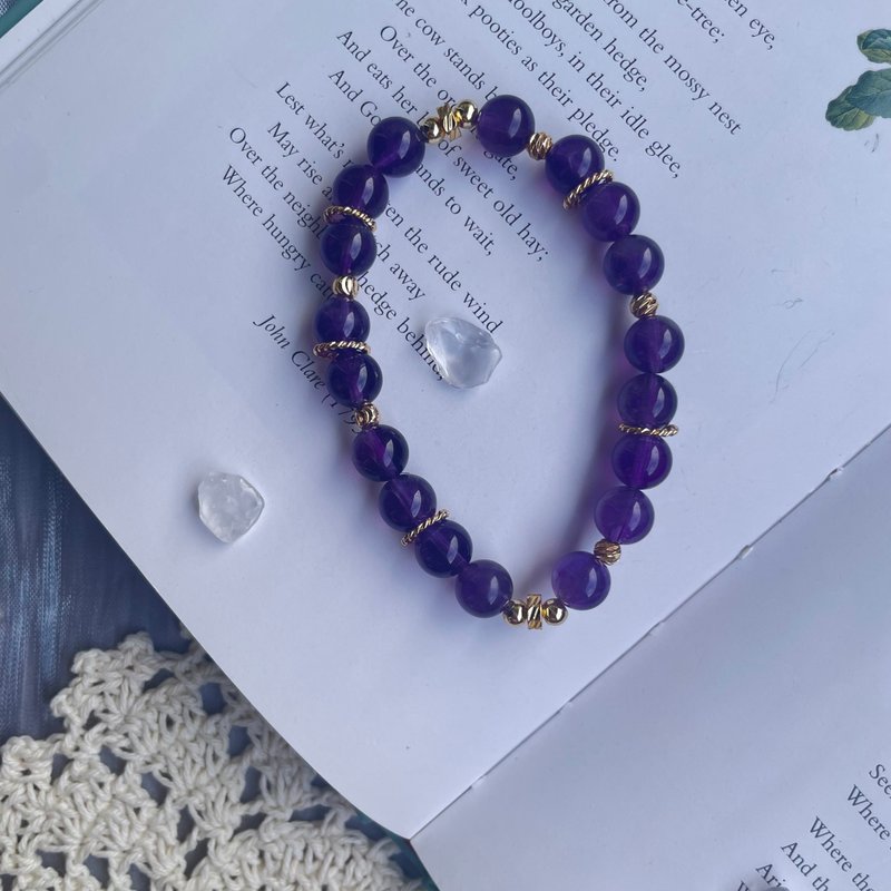 紫水晶 强贵人马年 九紫离火 14K包金水晶手链设计款 - 手链/手环 - 水晶 多色