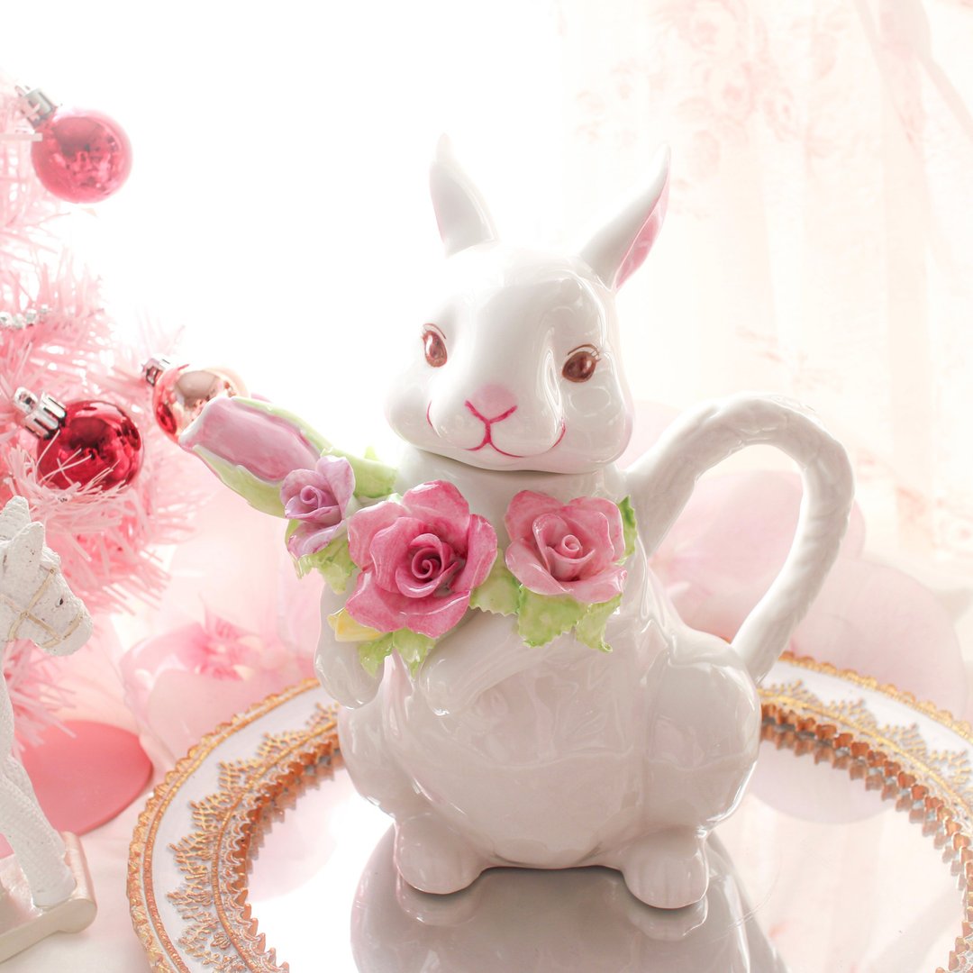 Rabbit's Bouquet Pot - 茶具/茶杯 - 陶 粉红色