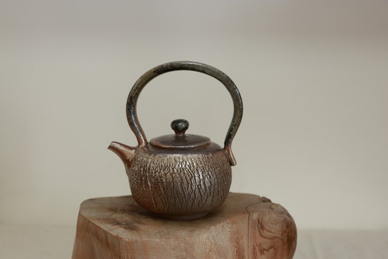 柴烧提梁茶壶/爆裂纹/180ml/泷间拾光 - 茶具/茶杯 - 陶 