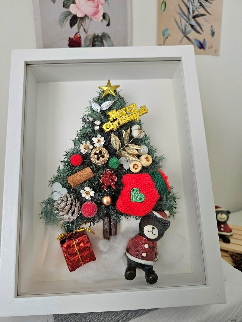 永生雪松圣诞树立体相框 - 干燥花/捧花 - 植物．花 多色