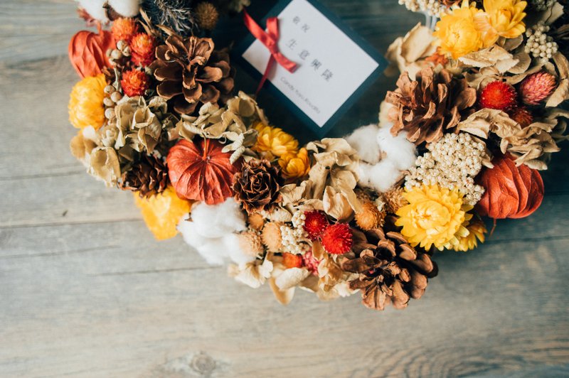 Fleurir朵朵时光  热带岛屿气息圈圈  手作干燥花礼  干燥花 - 植栽/盆栽 - 植物．花 橘色