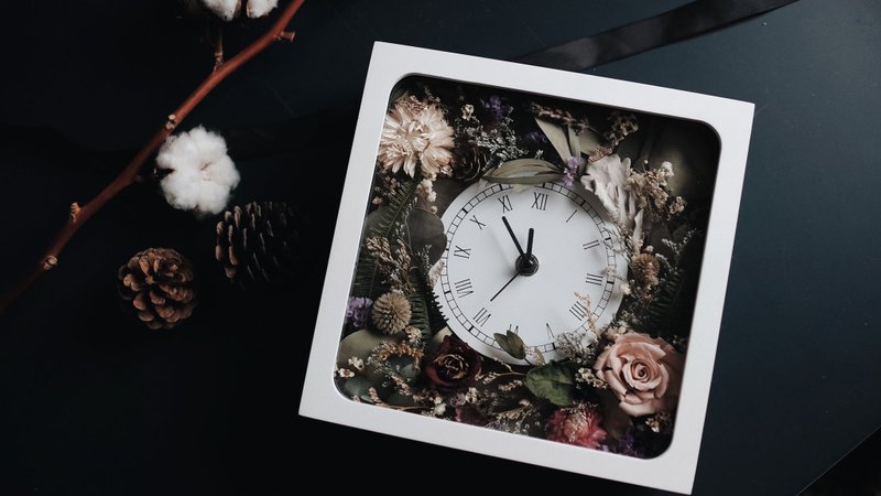 缱绻【 花时计 】 时钟 花礼 干燥花/不凋花 日本进口钟芯   - 干燥花/捧花 - 植物．花 