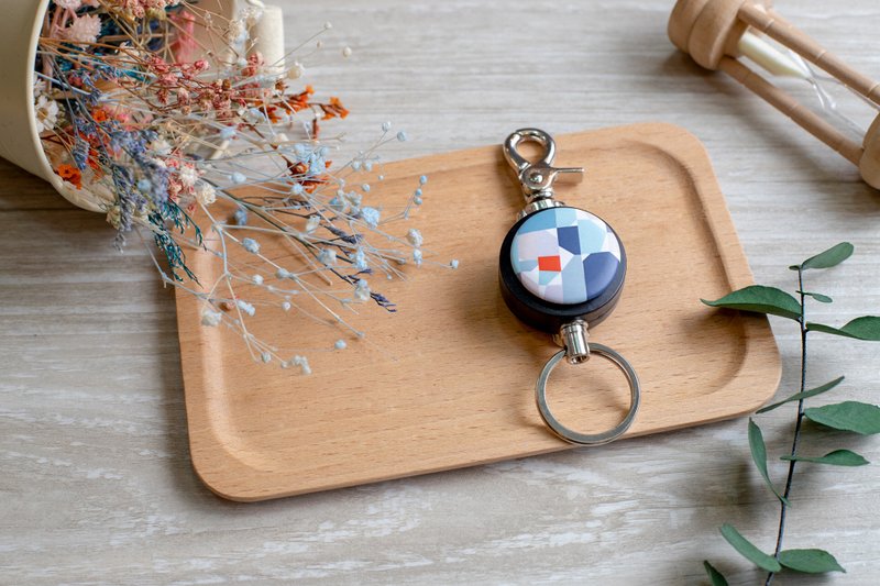 i好溜 伸缩钥匙圈 -几何图形系列 / 蓝色大理石_AYL1 - 钥匙链/钥匙包 - 其他材质 白色