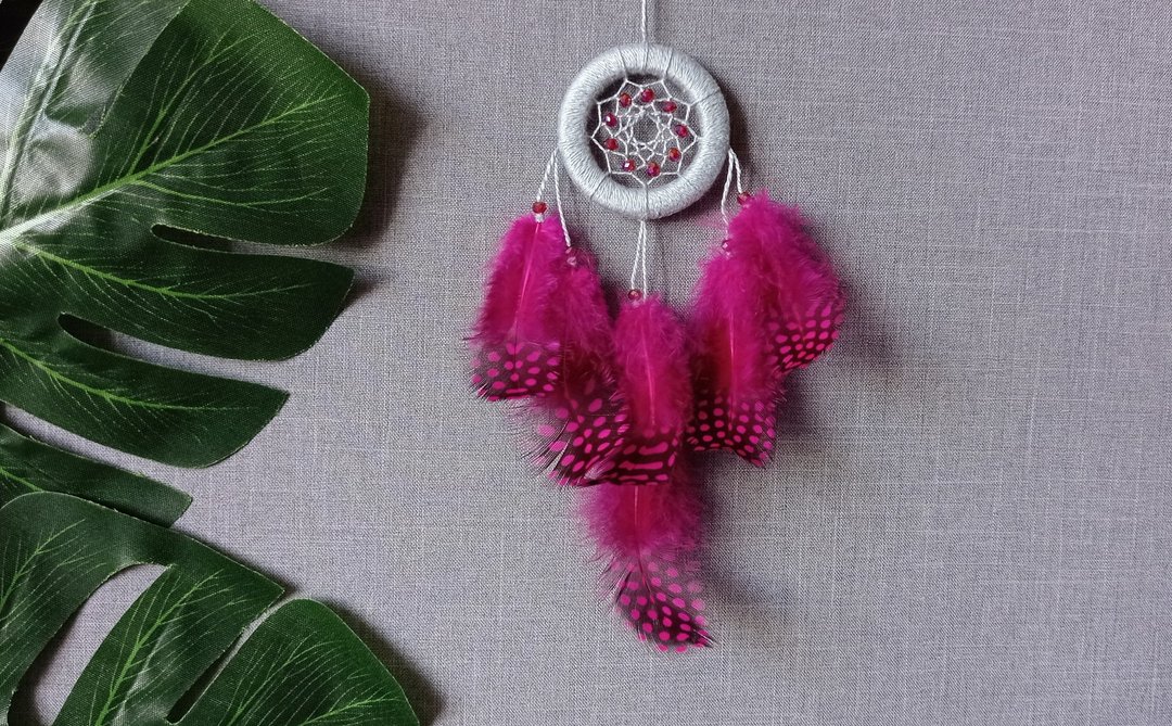 Small car dream catcher. Boho dream catcher. Car accessories. Pink car charms - 其他 - 其他材质 粉红色