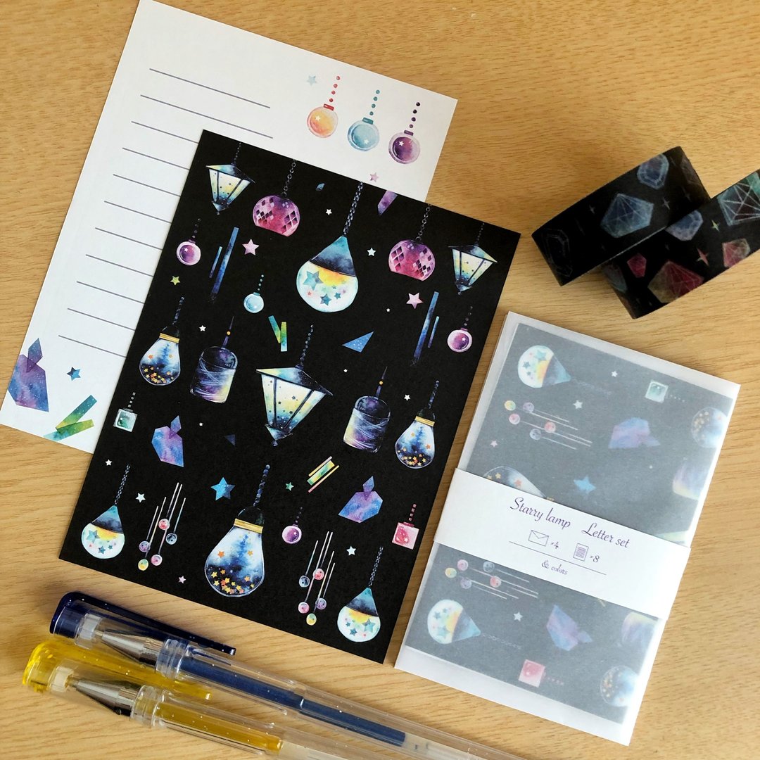星尘收集灯 迷你信笺组 - 信封/信纸 - 纸 黑色
