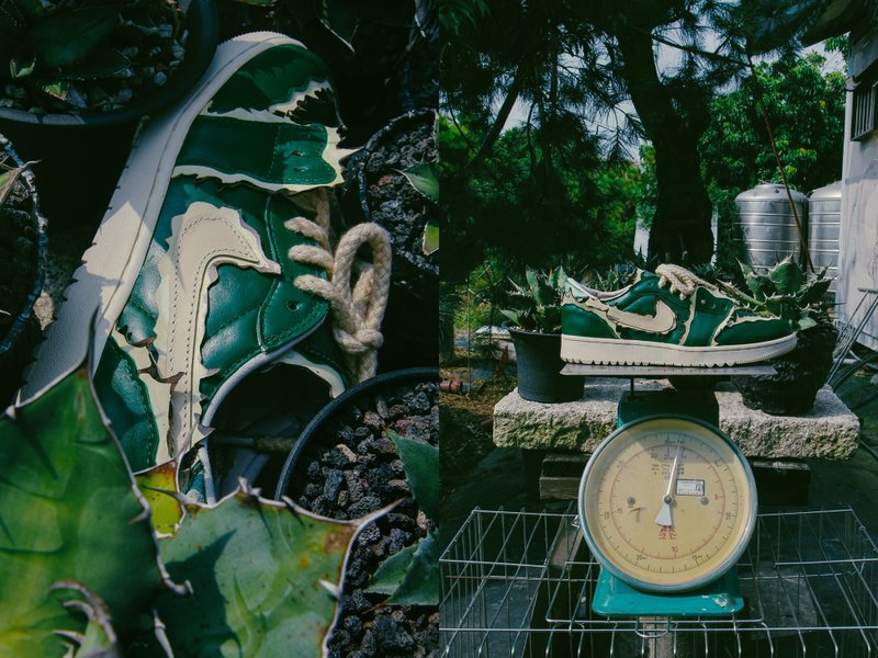 Nike Air JORDAN 1 Low Golf Triple White 龙舌兰 改制(不含鞋) - 男款运动鞋/球鞋 - 真皮 绿色