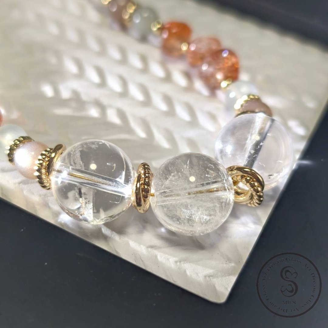 【Dream Crystal Art】超美闪灵！彩月光金太阳天然珍珠挂饰/吊饰 - 吊饰 - 半宝石 橘色
