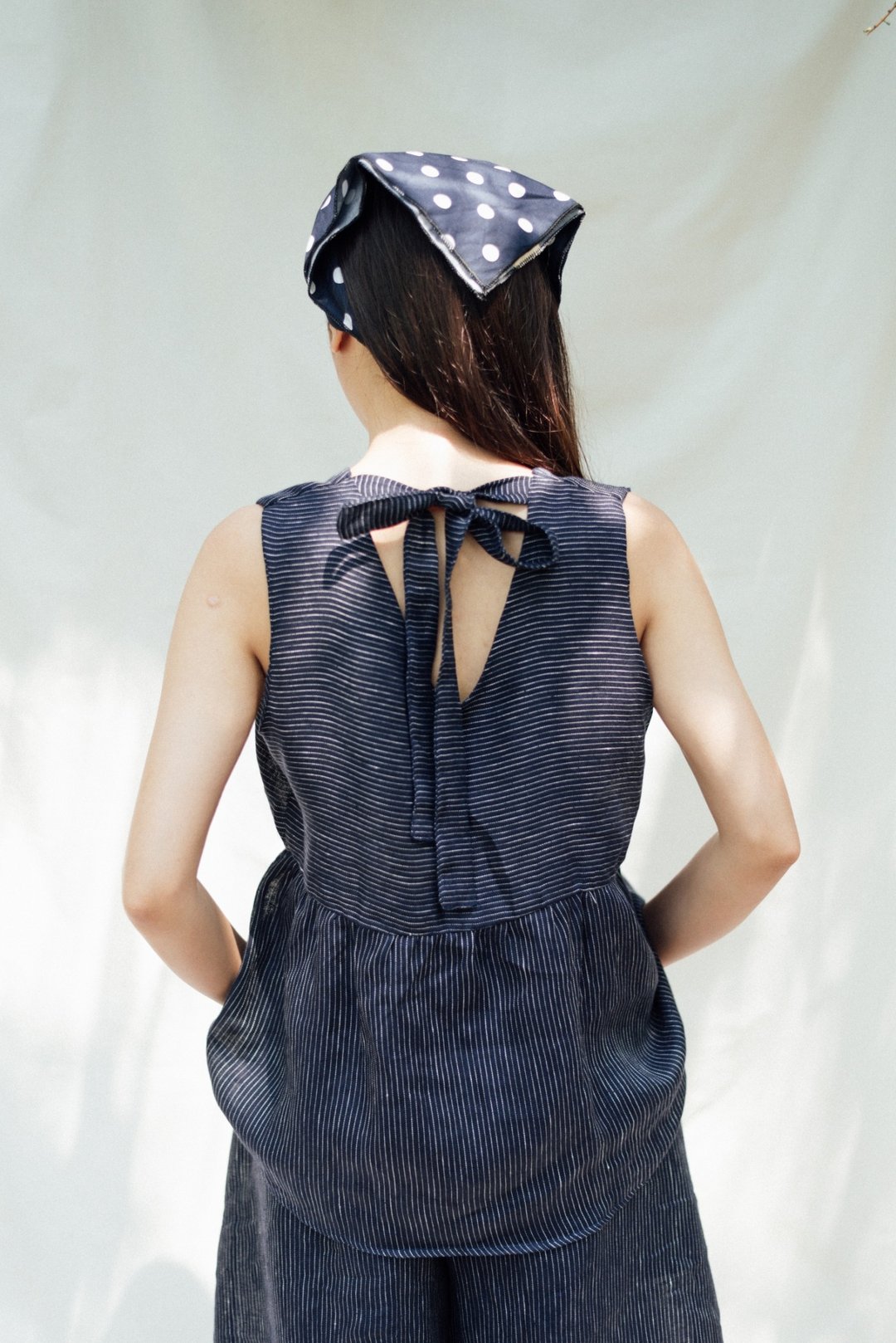 Good Mood Top -Navy stripe - 女装上衣 - 棉 蓝色
