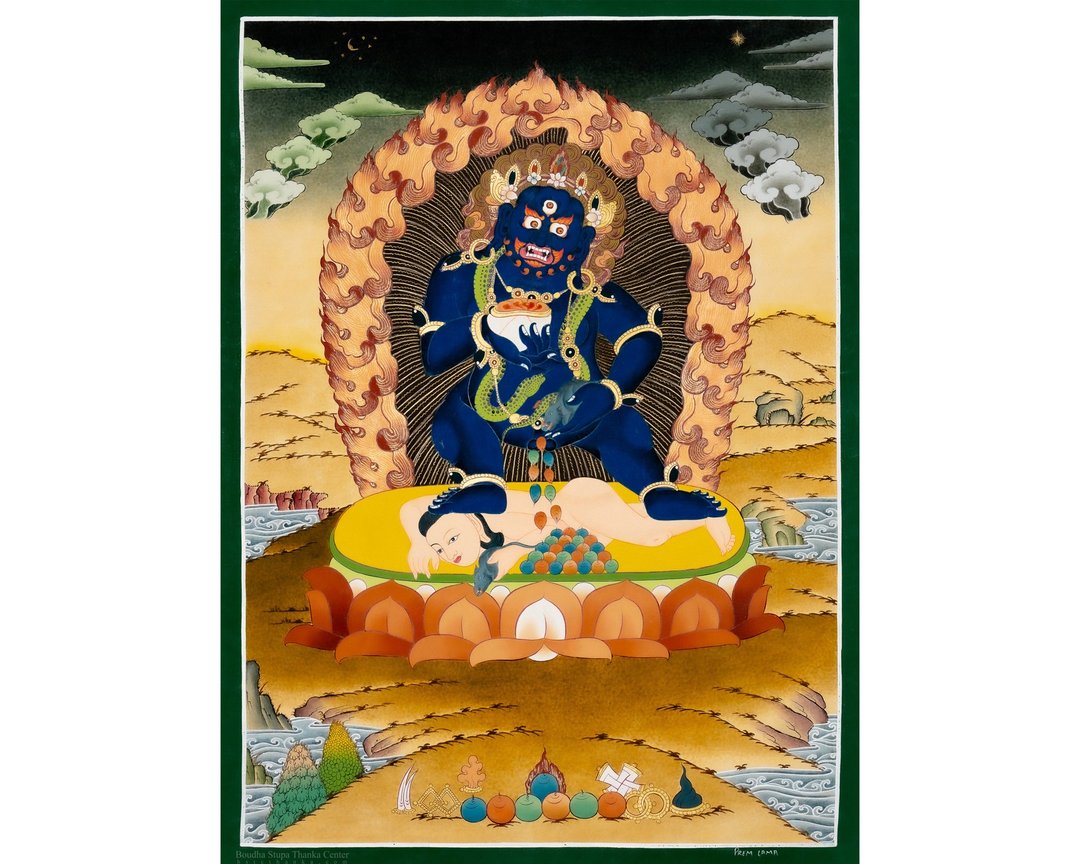 优雅的赞巴拉唐卡 | 正宗西藏艺术  象征富足与祝福 - 墙贴/壁贴 - 其他材质 多色