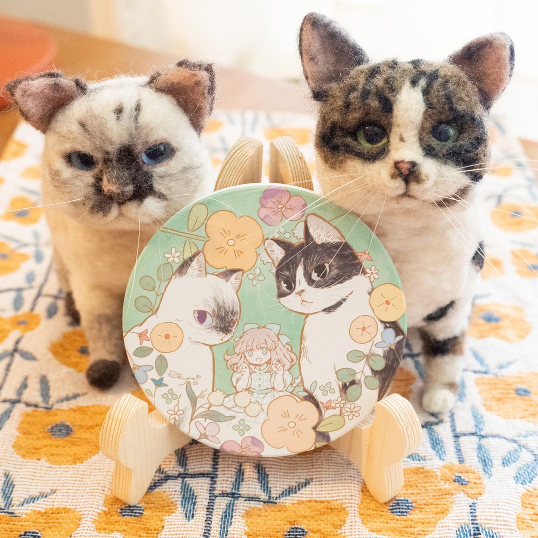 猫猫陶瓷小画装饰摆设 杯垫 Chiya Meow no cat, no life. 系列 - 摆饰 - 陶 白色