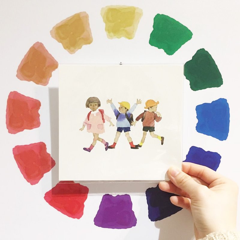 岩崎知弘-插画明信片(背着书包排着队的一年级学生A) - 卡片/明信片 - 纸 