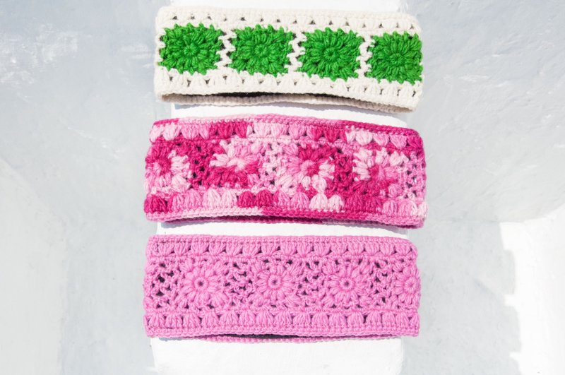 手工纯羊毛编织发带/编织缤纷发带/钩织发饰/手工花朵发带 -森林 - 发带/发箍 - 羊毛 多色