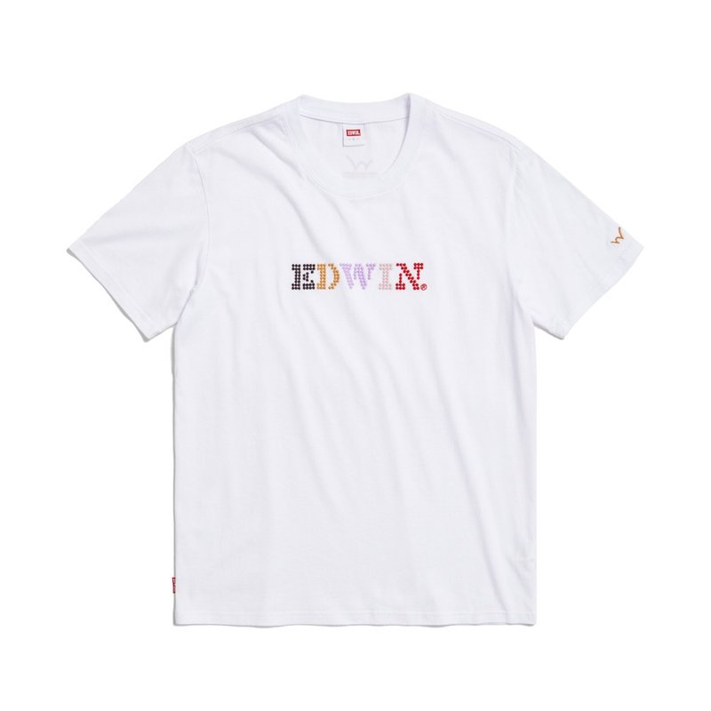 EDWIN 圆点刺绣印花短袖T恤-男款 (白色) #上衣 - 男装上衣/T 恤 - 棉．麻 白色