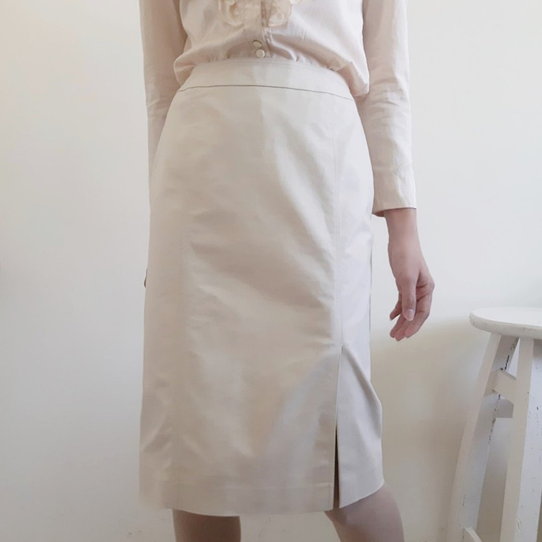 Vintage BROOKS BROTHERS Beige Straight Skirt - 裙子 - 其他材质 