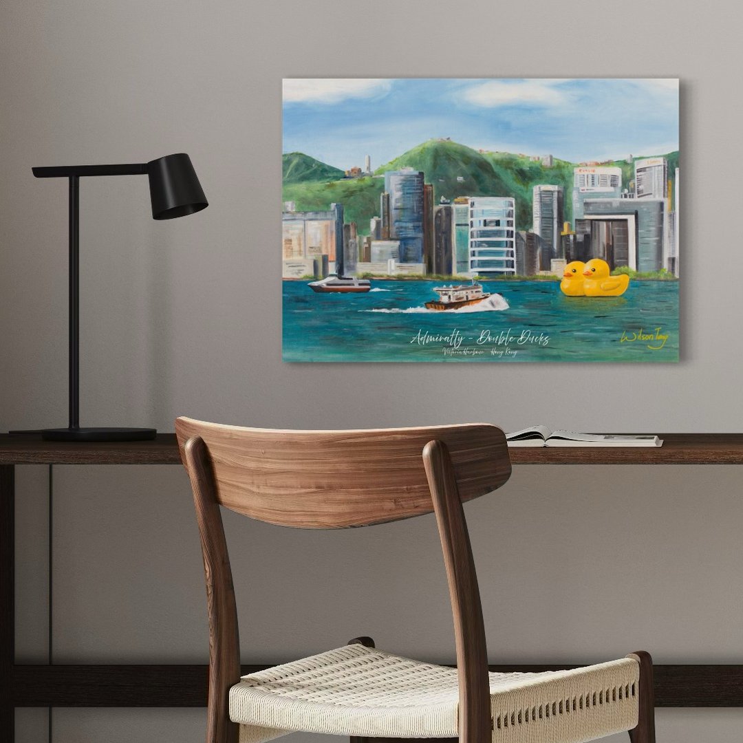 WIT019 维多利亚港三部曲: 金钟 - 黄鸭双双, 2023 (海报50x70cm) - 海报/装饰画/版画 - 纸 蓝色