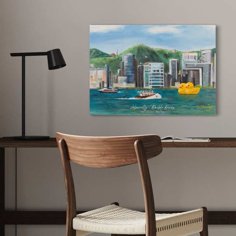WIT019 维多利亚港三部曲: 金钟 - 黄鸭双双, 2023 (海报50x70cm) - 海报/装饰画/版画 - 纸 蓝色