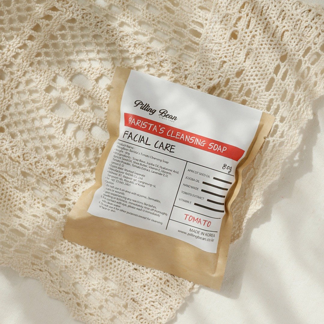 【即期特惠2025.04】PILLING BEAN 纯净洁肤皂80g-活力番茄(抗氧 - 沐浴用品 - 植物．花 橘色