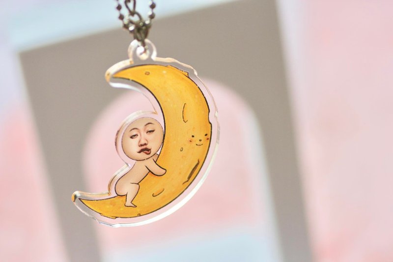 KEYRING ll KEYCHAIN :: funny face ride the moon - 吊饰 - 压克力 