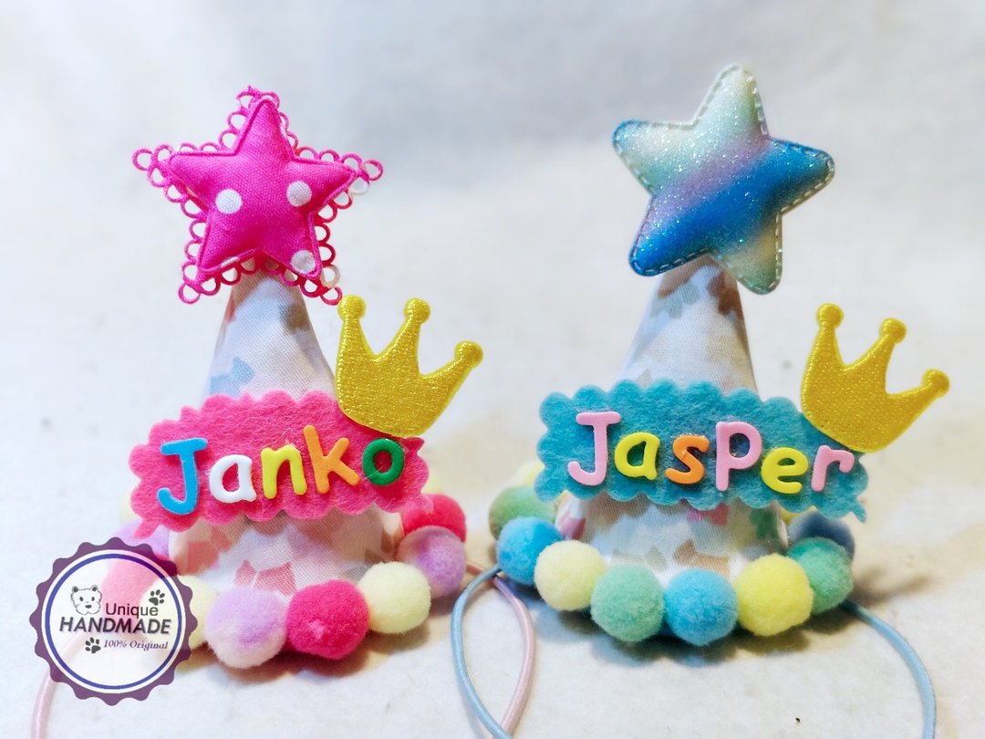 Birthday star 生日之星  宠物生日帽 - 衣/帽 - 棉 蓝色