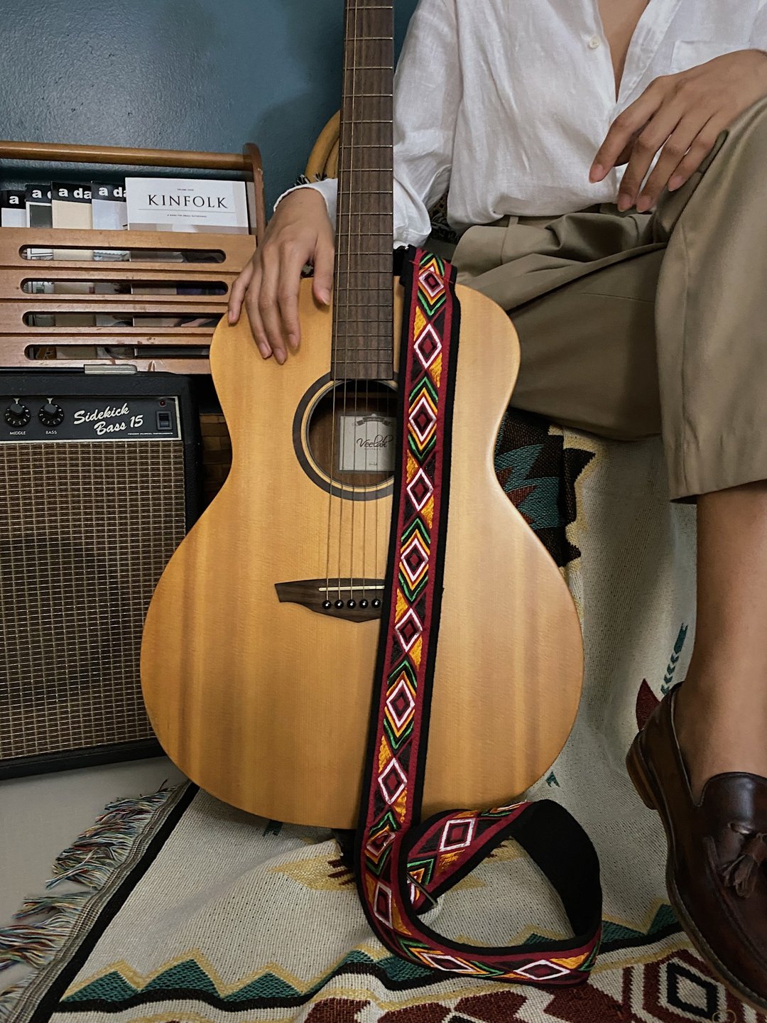 Guitar Strap - Black and Red Argyle Style by YES IDID - 吉他配件 - 真皮 红色