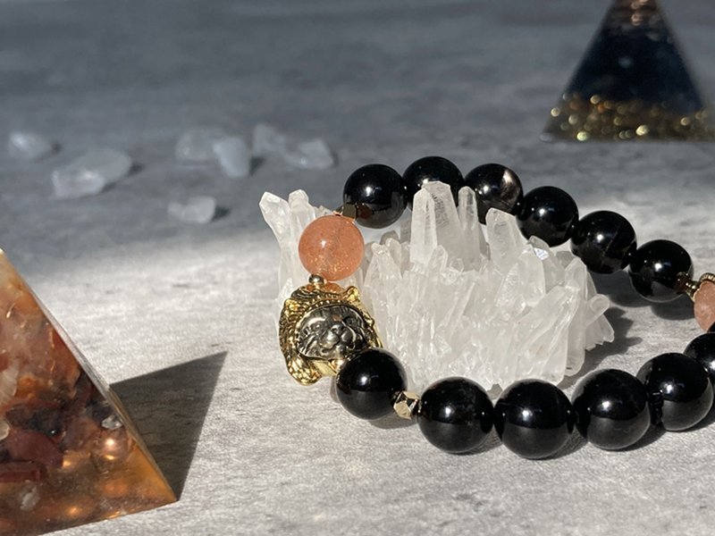 【法老猫与太阳神。手链】 金运石、太阳石 |埃及猫系列 - 手链/手环 - 其他材质 黑色