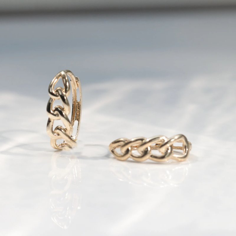 14K 金粗链造型耳扣耳环(内径11.5mm) - 耳环/耳夹 - 贵金属 金色
