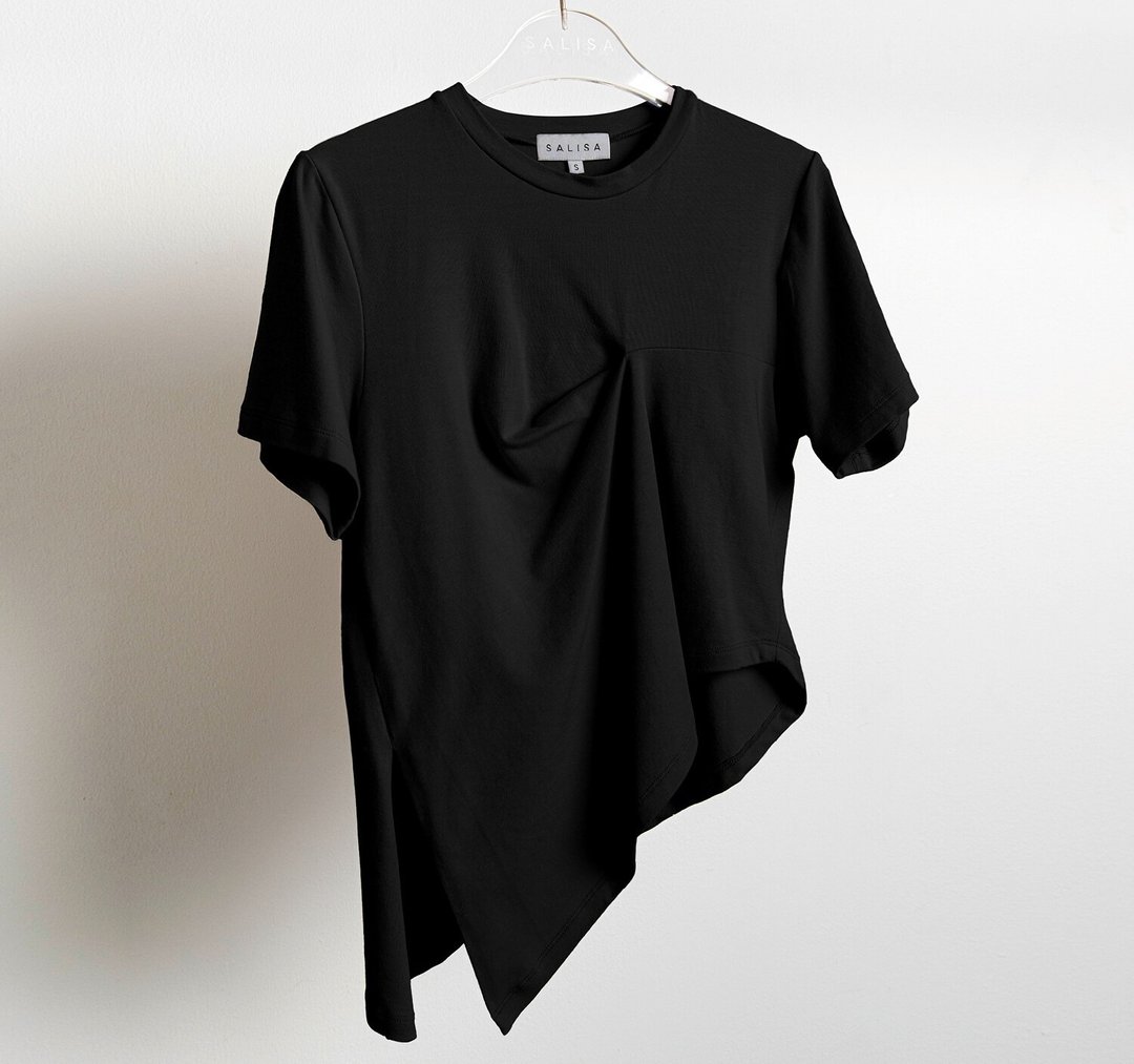 T-SHIRT FW21 不对称上衣 黑色 - 女装 T 恤 - 棉．麻 黑色