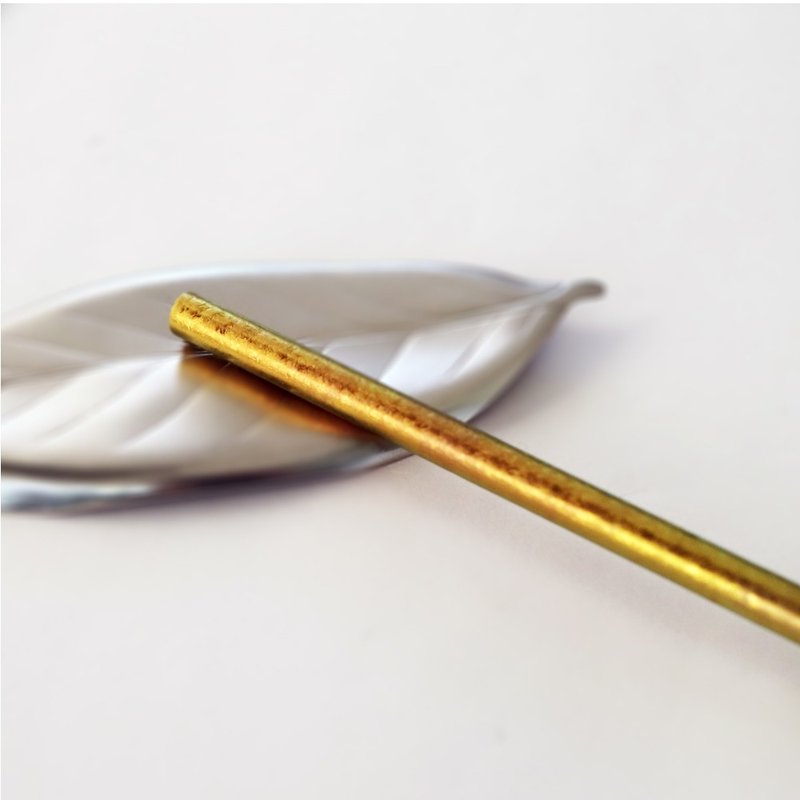 【日本制 Horie】钛爱地球-纯钛抗菌ECO环保吸管-禾穗黄 - 环保吸管 - 其他金属 黄色