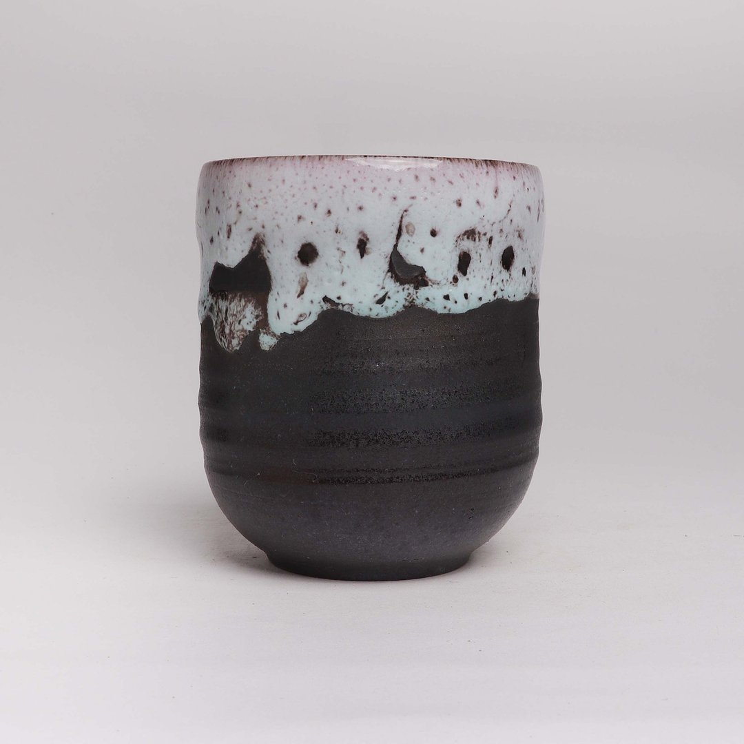 明芽窑 l 炫黑白双挂釉汤吞茶杯 茶杯 水杯 杯子 H2 - 茶具/茶杯 - 陶 多色