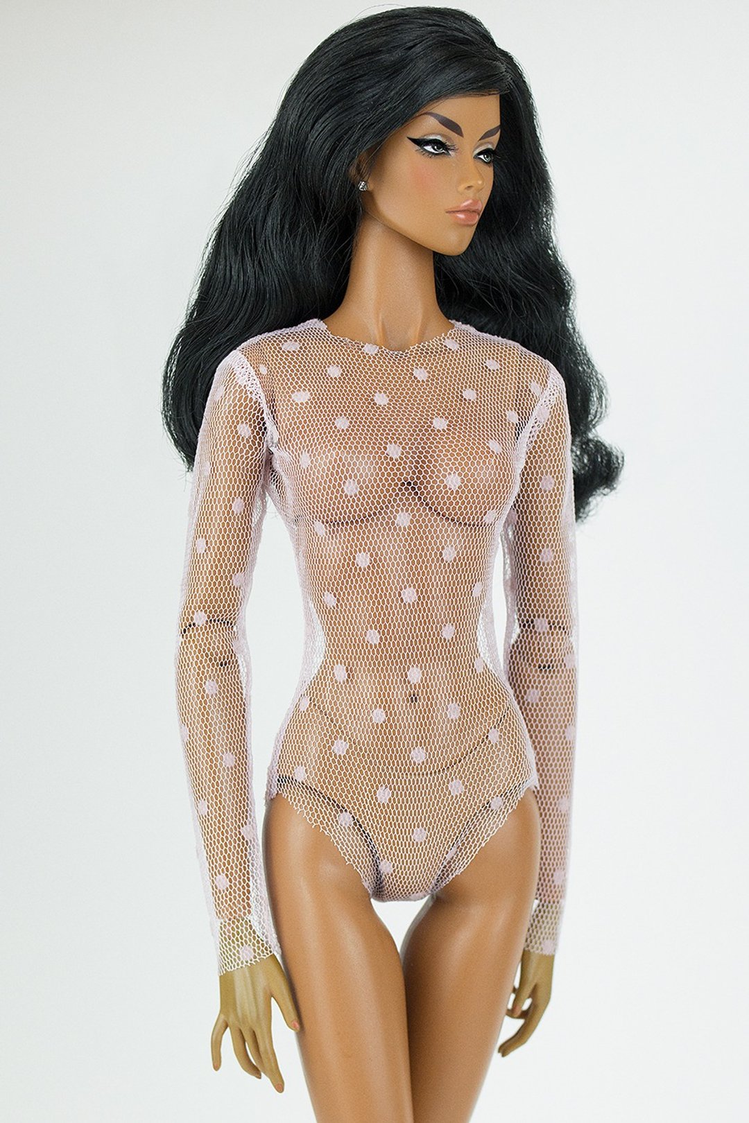 White mesh bodysuit for Fashion Royalty FR:16 and similar size 16'' dolls - 玩具/玩偶 - 聚酯纤维 白色