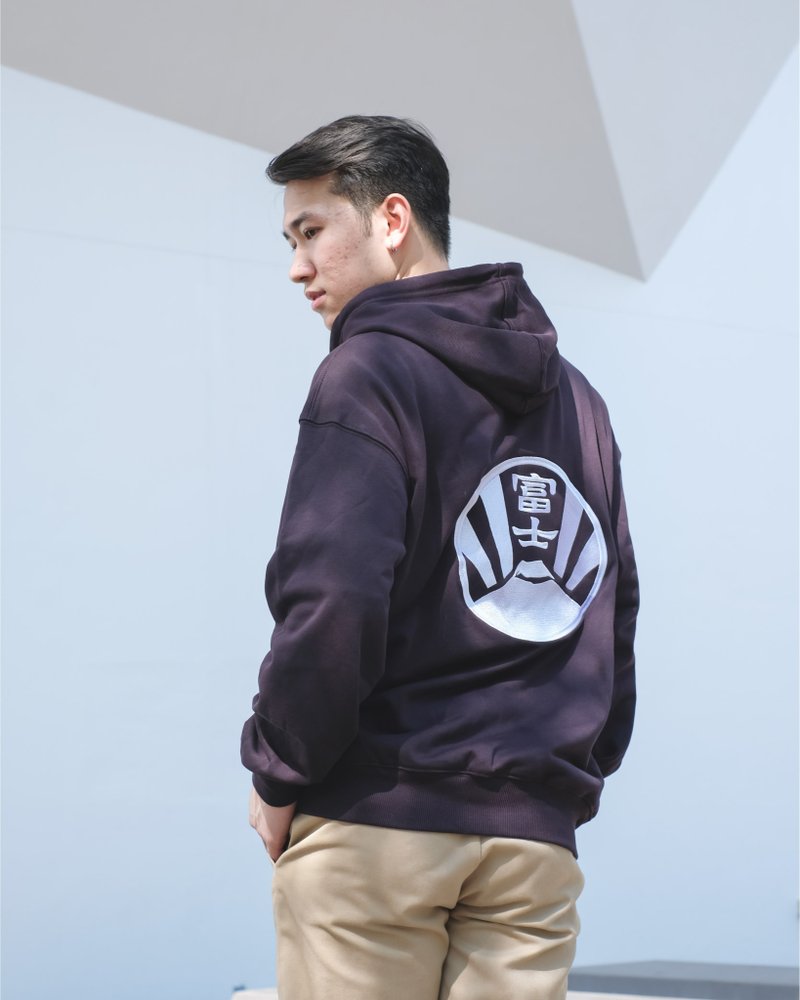 Kamon 家纹自家制卫衣 - 富士山  【 情人节 生日 】 - 中性连帽卫衣/T 恤 - 棉．麻 蓝色