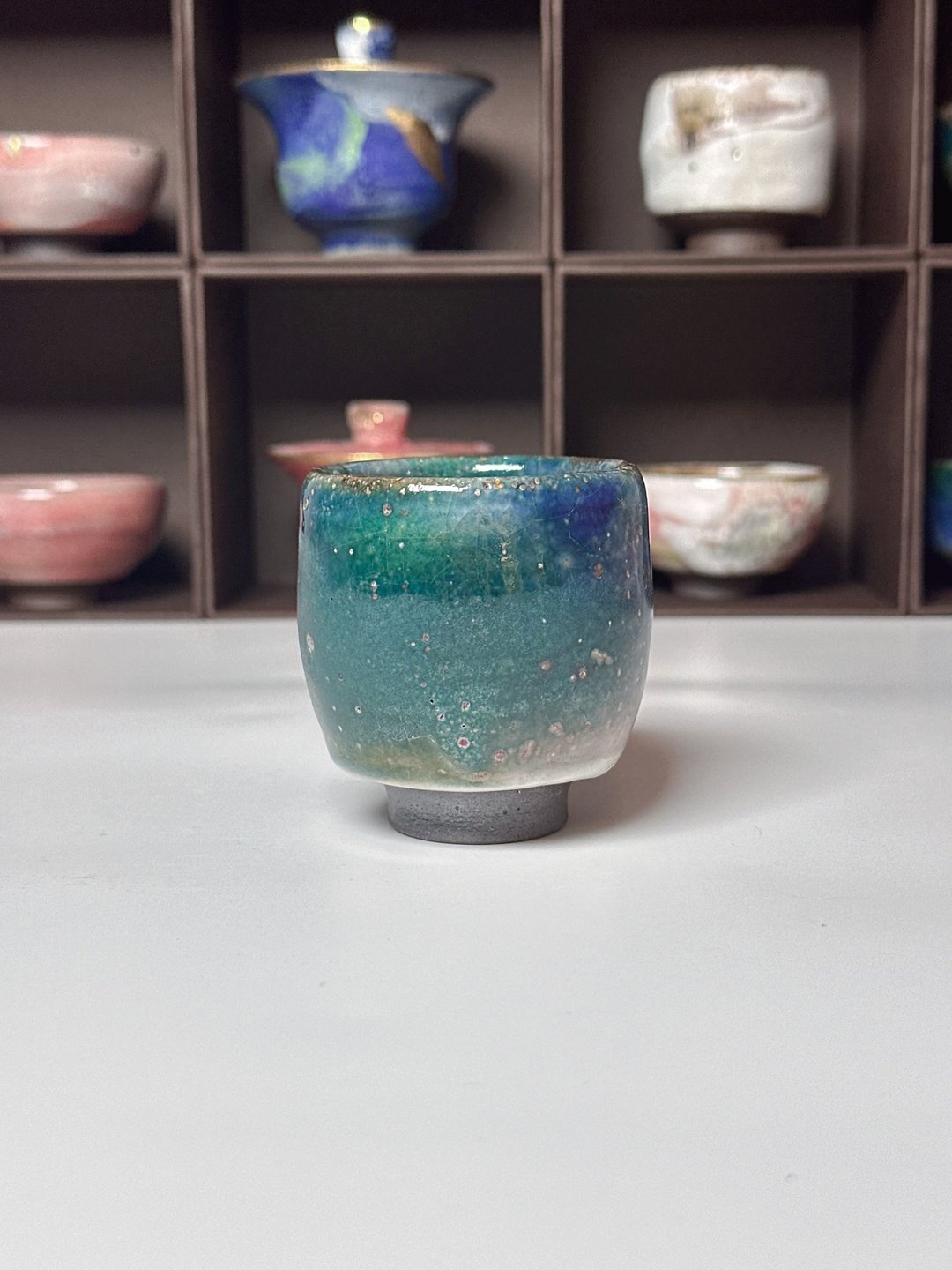开片志野-绿志野凝香茶杯-手工制作-容量约110cc - 茶具/茶杯 - 陶 