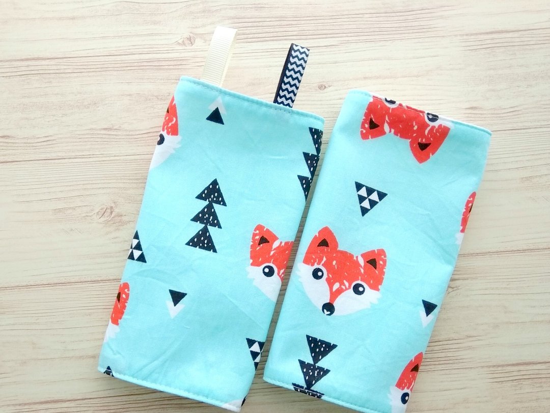 DROOL PADS, Saliva Pads, 口巾布, Ergo, Baby Carrier, Fox Faces, Blue,Teething Pads - 其他 - 棉 蓝色